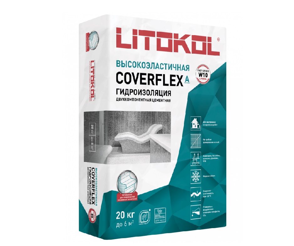 Гидроизоляция цементная Litokol Coverflex (комп. А) 20кг двухкомпонентная